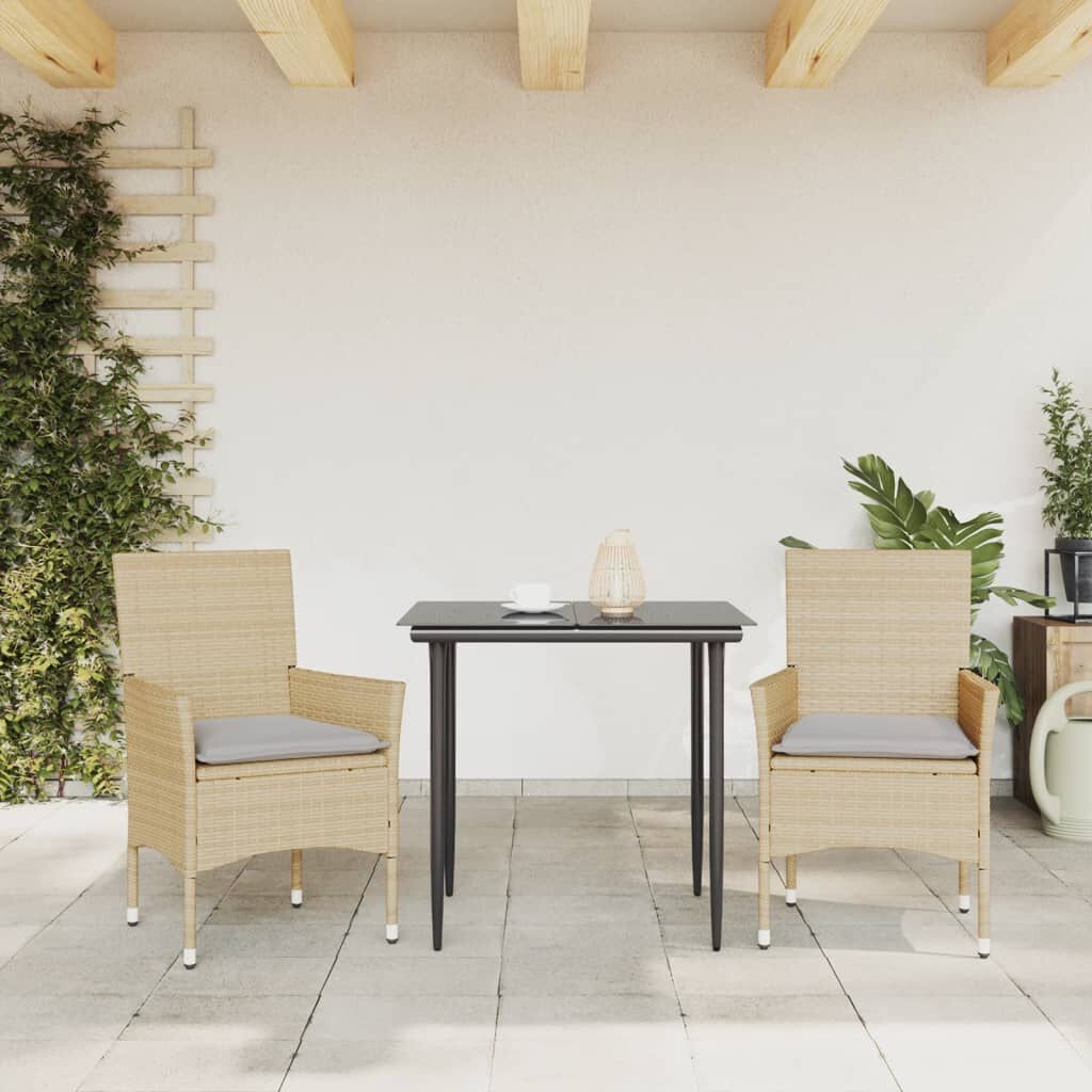 Set van 2 VidaXL Tuinstoelen met Kussens - Poly Rattan Beige (34% Korting)