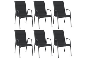 vidaXL Tuinstoelen Staal/Textileen Zwart - 6 Stuks - 35% Korting!