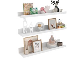Zwevende Wandplanken Set van 3 | Wit Hout | 78% Korting