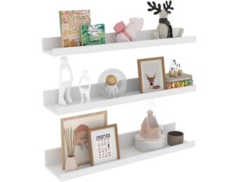 EXYGLO Wandplanken Set van 3 - Witte Zwevende Boekenplanken - 60 cm