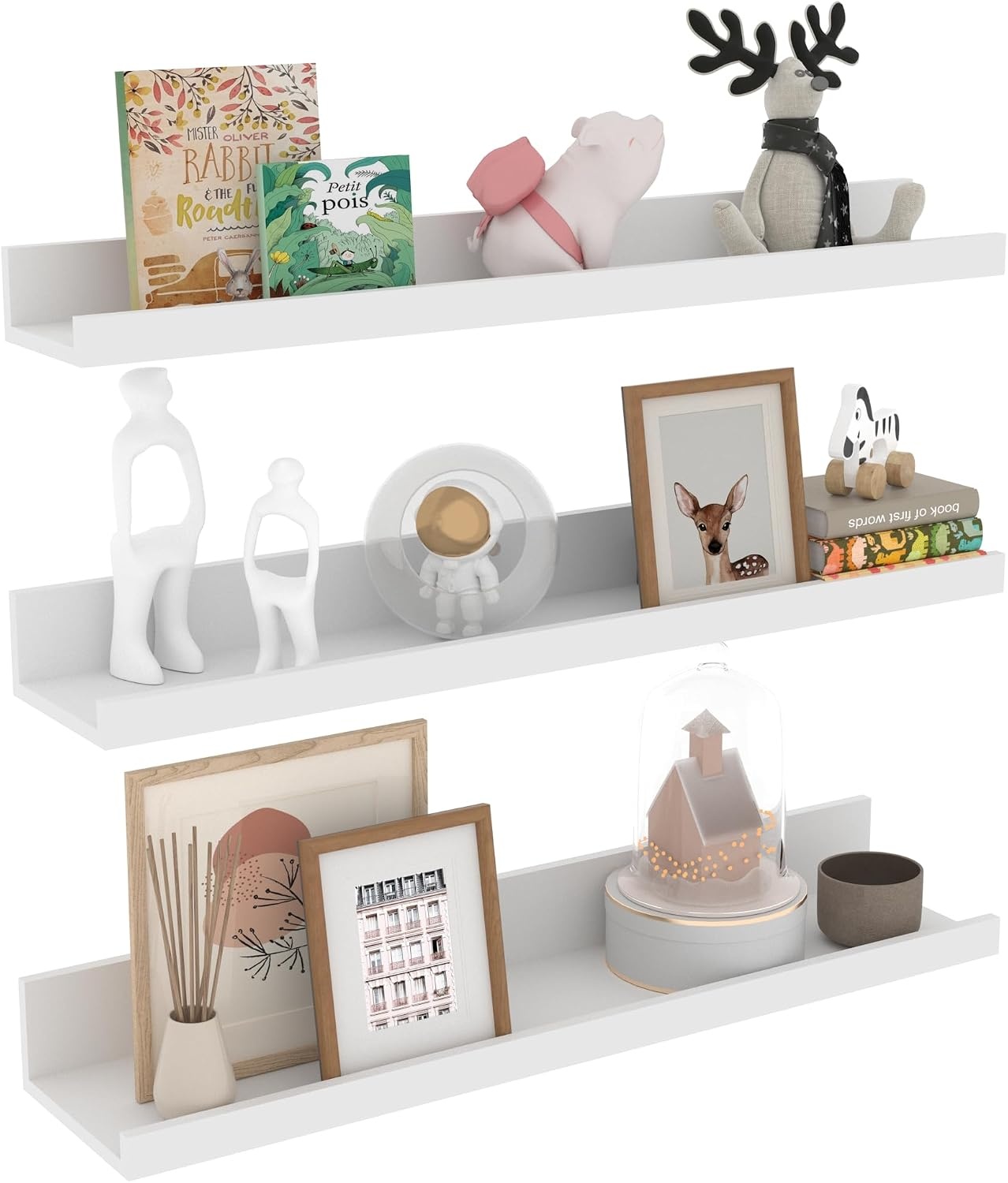 Zwevende Wandplanken Wit (Set van 3) - 76% Korting