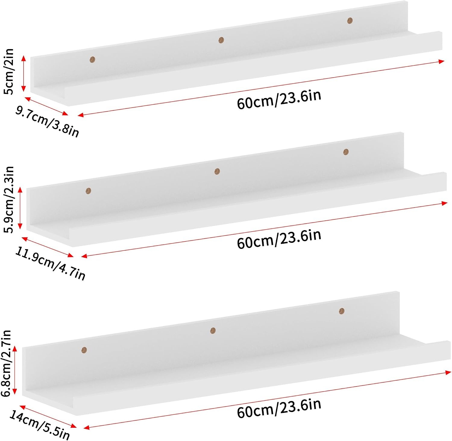 Zwevende Wandplanken Wit (Set van 3) - 76% Korting