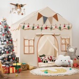 Besrey 2-in-1 Kindertent met Speelmat en Verlichting - Beige - 130x90x130 cm