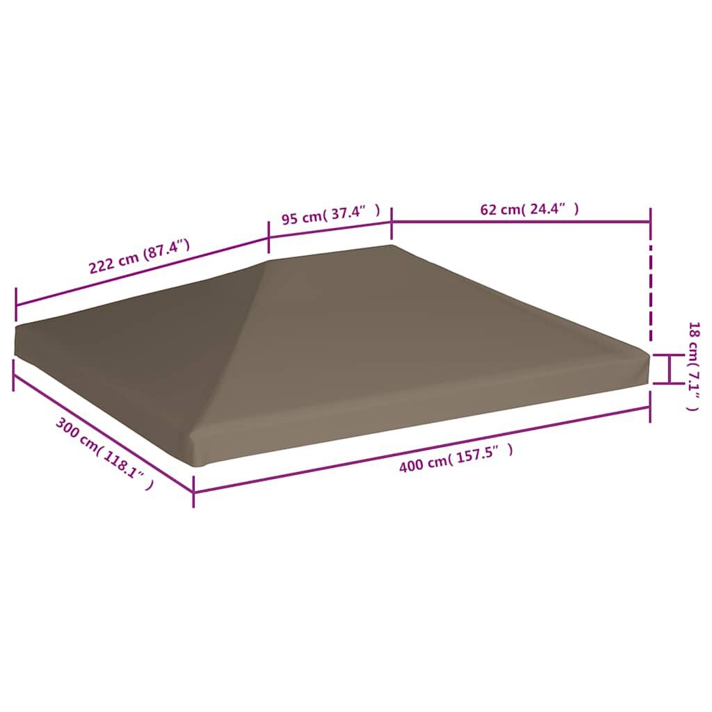 vidaXL Prieeldak 310 g/m² 3x4 m taupe