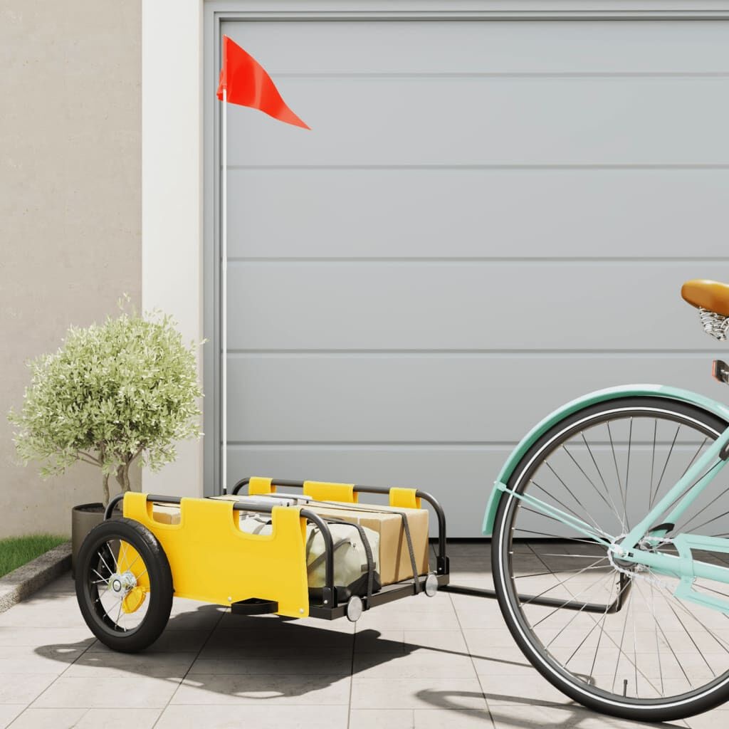 vidaXL Fietstrailer oxford stof en ijzer geel
