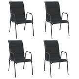 vidaXL Tuinstoelen 4 st staal en textileen zwart