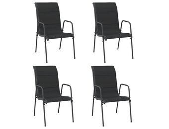 vidaXL Tuinstoelen 4 st staal en textileen zwart
