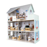 Poppenhuis Emma - hout - 60x24x70 cm - 3 verdiepingen - grijs