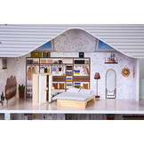 Poppenhuis Emma - hout - 60x24x70 cm - 3 verdiepingen - grijs