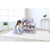 Poppenhuis Emma - hout - 60x24x70 cm - 3 verdiepingen - grijs
