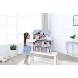 Poppenhuis Emma - hout - 60x24x70 cm - 3 verdiepingen - grijs