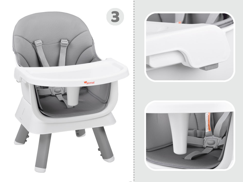 Kinderstoel - babystoel - 6-in-1 - multifunctioneel - grijs wit