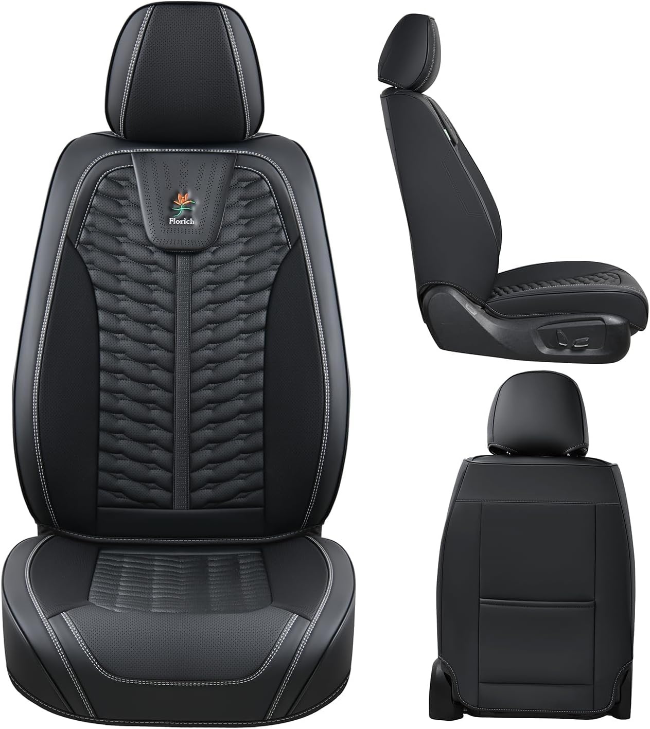 FLORICH Car Seat Covers - Front and Rear Seat Covers 5 Pieces, Waterproof Automobile Seat Protector, NAPPA PU Leather Auto Seat Cushion Universal Fit for Most Cars, Vans, SUVs and Trucks