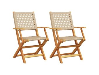 vidaXL Tuinstoelen 2 st massief acaciahout en poly rattan beige
