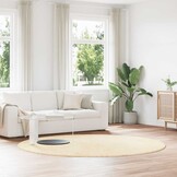 vidaXL Hoogpolig vloerkleed NAVARRA 240x240 cm polyester crèmekleurig