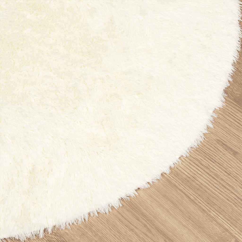 vidaXL Hoogpolig vloerkleed NAVARRA 240x240 cm polyester crèmekleurig
