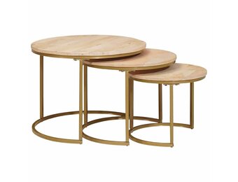 vidaXL Nest Koffietafels 3 pcs Wit Massief mangohout en staal