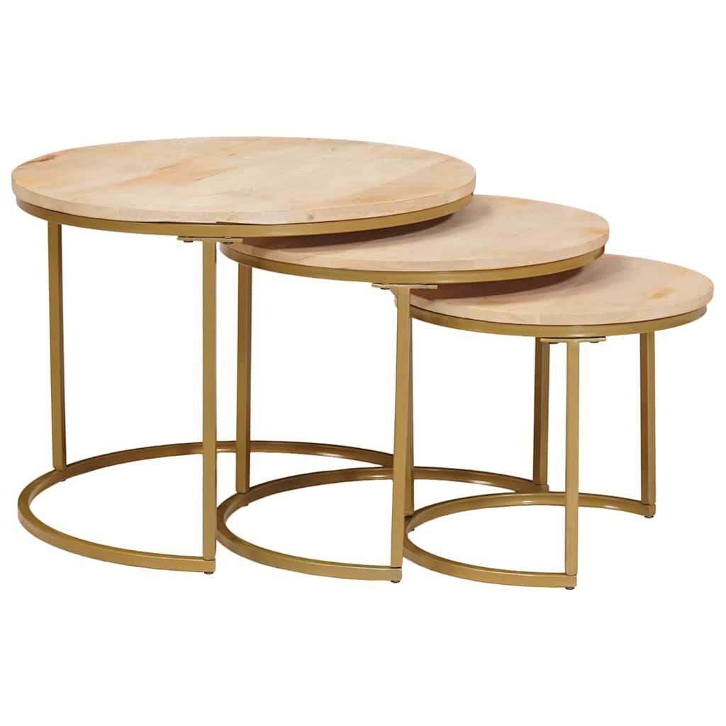 vidaXL Nest Koffietafels 3 pcs Wit Massief mangohout en staal