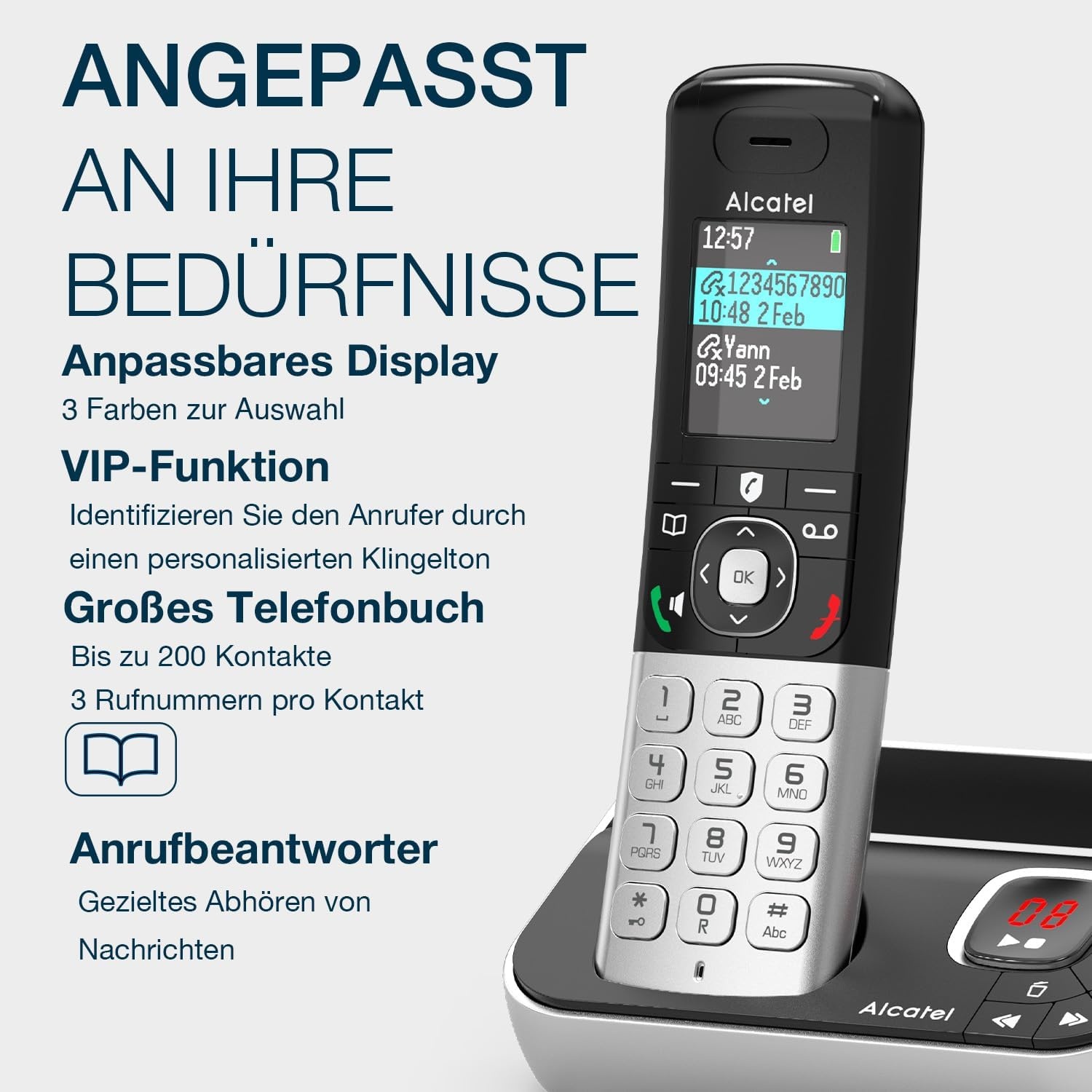 Alcatel FX990 Voice DECT Telefoon - Met Anantwoordapparaat - 50 min - Zwart/Grijs - 1 Mobilteil