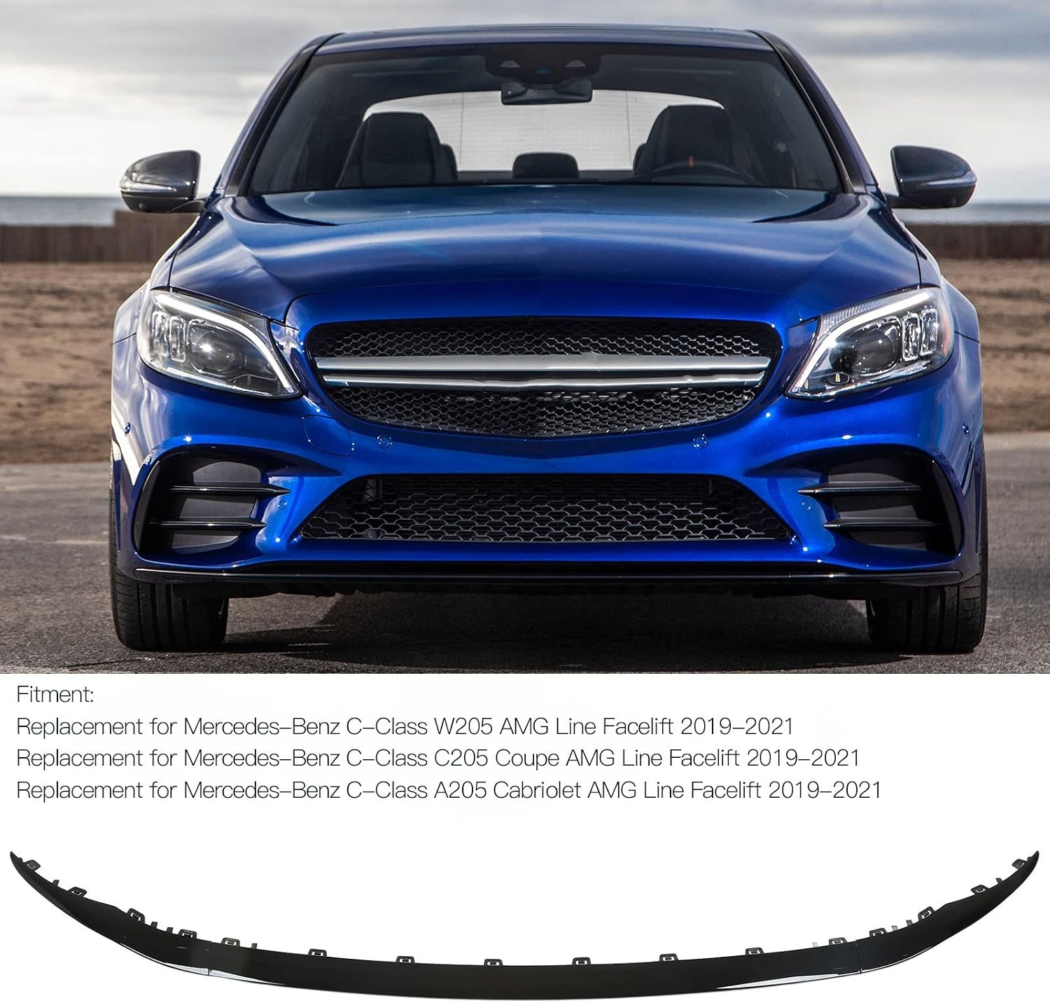 Aramox 3tlg Stoßstange Zierleiste Glänzend Schwarz für W205 AMG 2019-2021