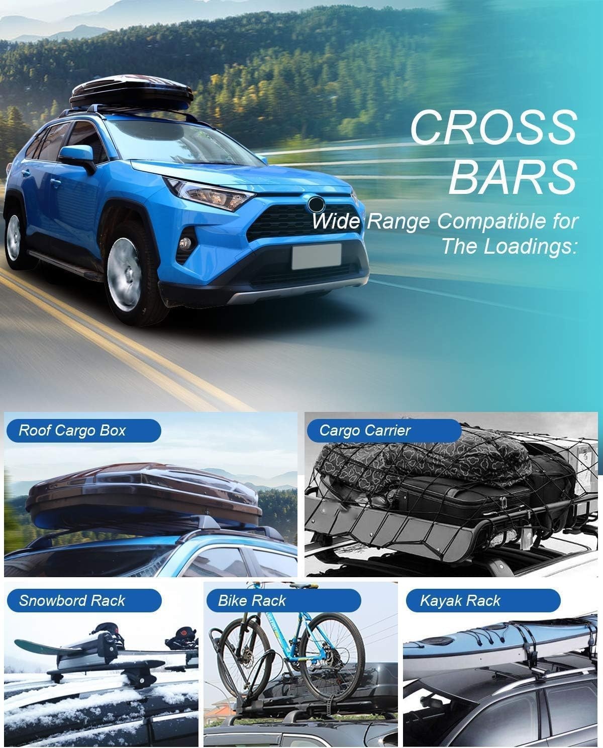 Dakbagagedrager voor To-yota RAV4 2020-2023, bagagedrager van aluminiumlegering, 200 kg draagvermogen, zwart