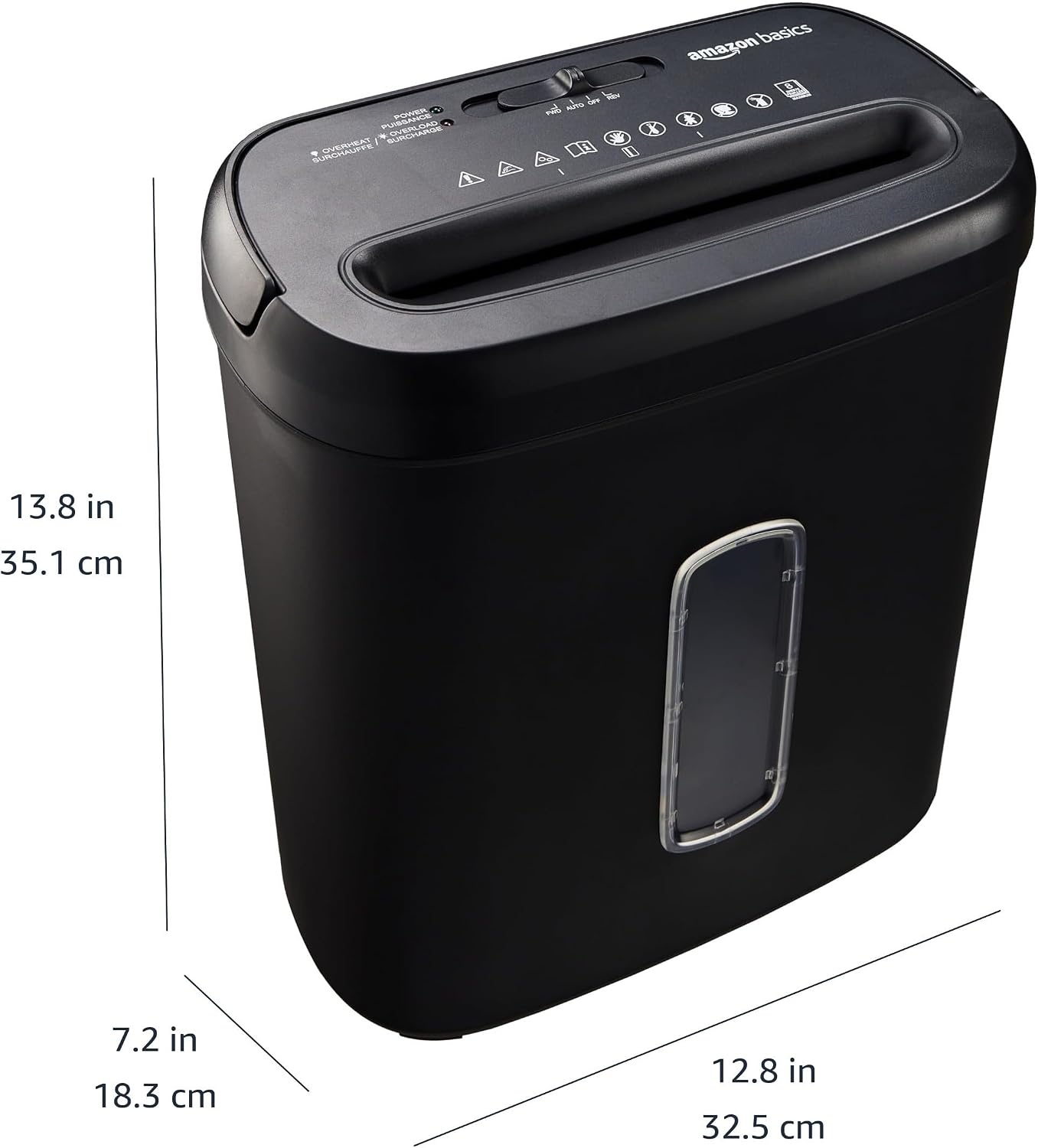 Amazon Basics Papierversnipperaar Cross-Cut - 8 vellen - 16,8 liter - Zwart