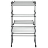 vidaXL Droogrek 2-laags met wieltjes 60x70x106 cm zilverkleurig