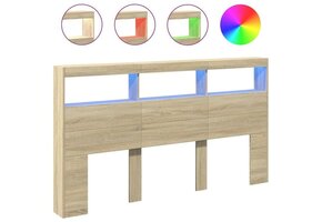 Hoofdbordkast met LED-verlichting 180x17x102 cm Sonoma Eiken - 56% Korting!