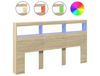 vidaXL Hoofdbordkast met LED-verlichting 180x17x102 cm sonoma eiken