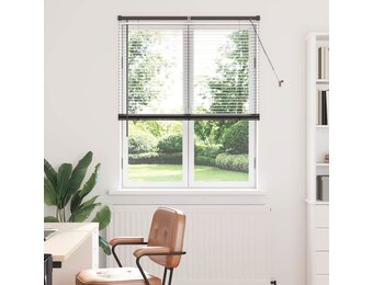 vidaXL Raamblind met gordijnen Zwart Aluminium