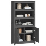 vidaXL Hoge kast 80x35x154 cm massief grenenhout grijs