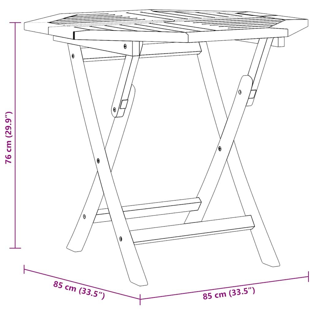 vidaXL Tuintafel inklapbaar 85x85x76 cm massief teakhout