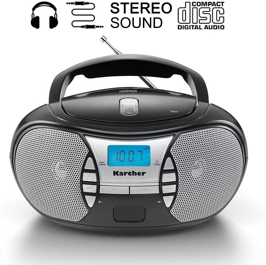 Karcher Rr 5025-B, Draagbare CD-Radio (Cd-Player, Fm-Radio, Oplader En Netvoeding, Aux-In), Zwart