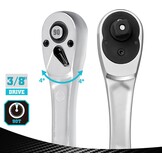 DURATECH Ratchet Handle, 3/8" Square Drive, Reversible Ratchet 90-Teeth, Made of Chrome Vanadium Steel, Small Actuation Angle 4° for Tight Installation Spaces