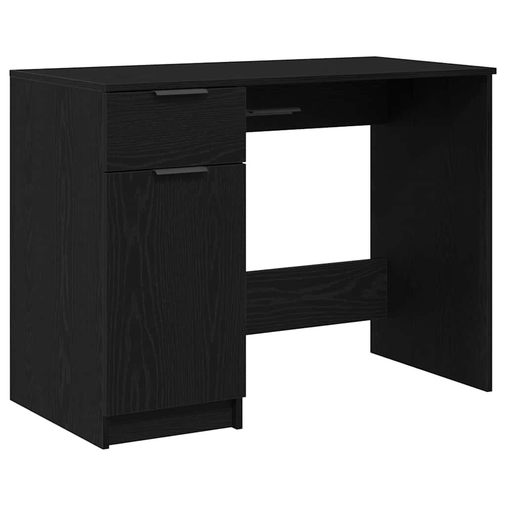 vidaXL Bureau met lade Zwart eiken 100 x 50 x 75 cm Bewerkt hout