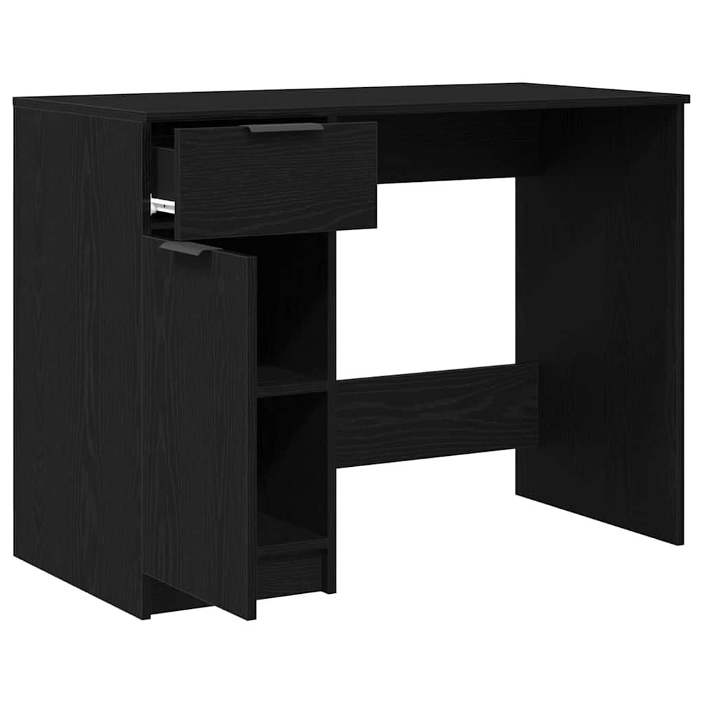 vidaXL Bureau met lade Zwart eiken 100 x 50 x 75 cm Bewerkt hout