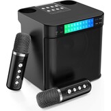 Karaoke machine voor volwassenen/kinderen karaoke set met 2 draadloze microfoons, 2023 opgewaardeerd draagbaar Bluetooth karaoke mic PA-luidspreker systeem met LED-licht, ondersteuning TF/USB/AUX, zangmachine voor feesten
