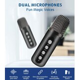 Karaoke machine voor volwassenen/kinderen karaoke set met 2 draadloze microfoons, 2023 opgewaardeerd draagbaar Bluetooth karaoke mic PA-luidspreker systeem met LED-licht, ondersteuning TF/USB/AUX, zangmachine voor feesten