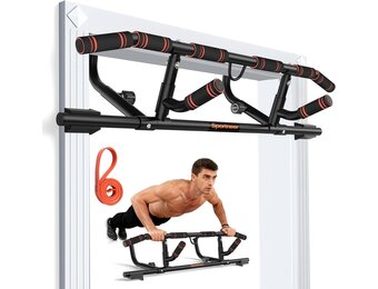 Sportneer Deurkozijn, optrekstang voor deuropening, kinopstang met inklapbare handgreep, kinopstang voor krachttraining voor bovenlichaam fitness tot 200 kg capaciteit