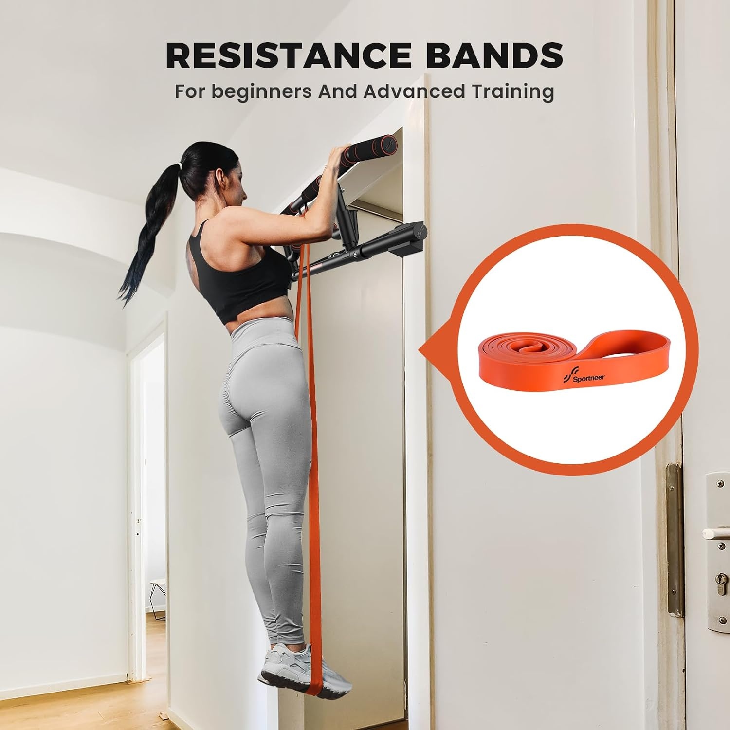 Sportneer Deurkozijn, optrekstang voor deuropening, kinopstang met inklapbare handgreep, kinopstang voor krachttraining voor bovenlichaam fitness tot 200 kg capaciteit