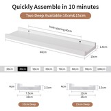 Set van 2 Massief Eiken Wandplanken Wit - 40 cm - Met Opstaande Rand