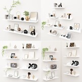 Set van 2 Massief Eiken Wandplanken Wit - 40 cm - Met Opstaande Rand