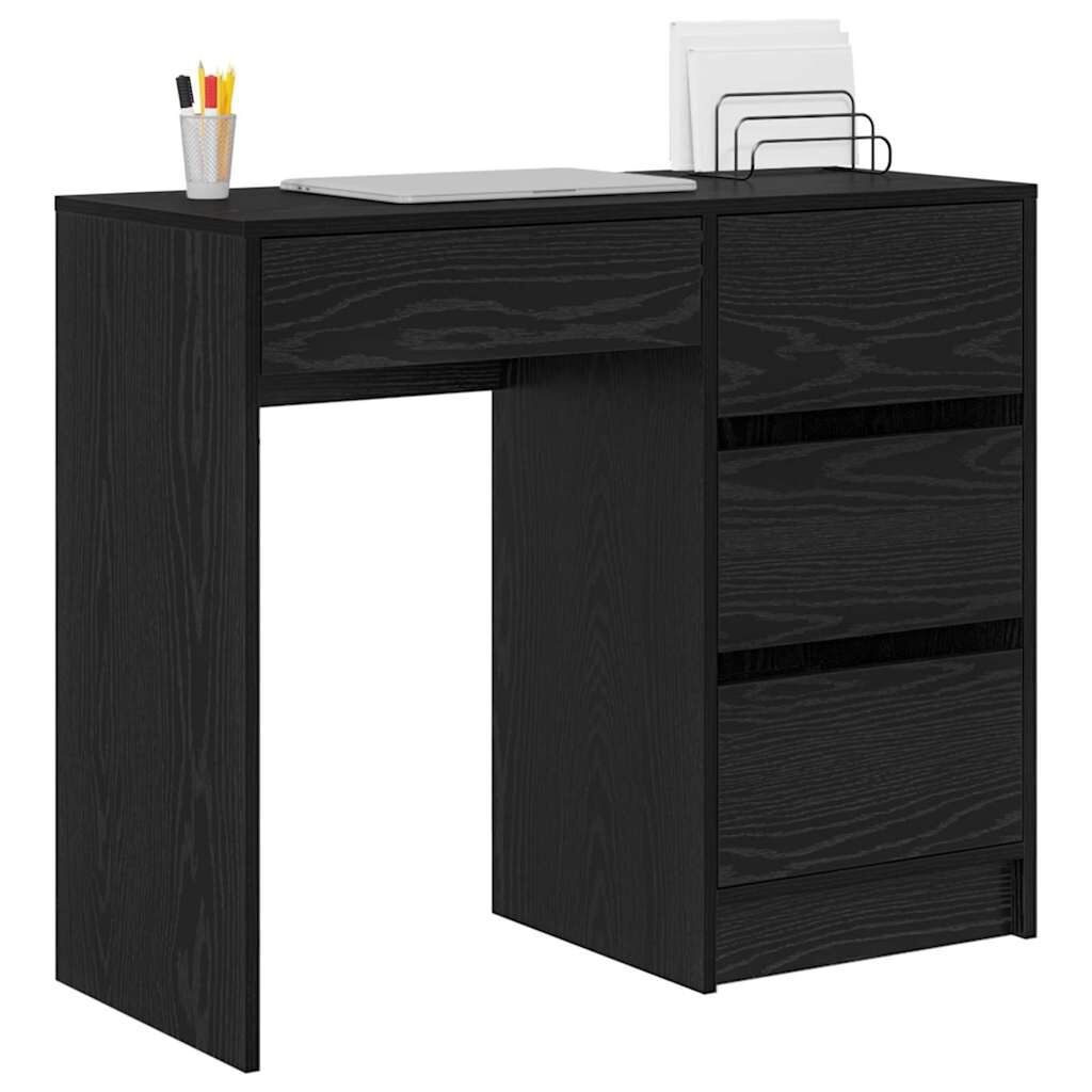 VidaXL Bureau Zwart Eiken met Lade & Plank - 34% Korting
