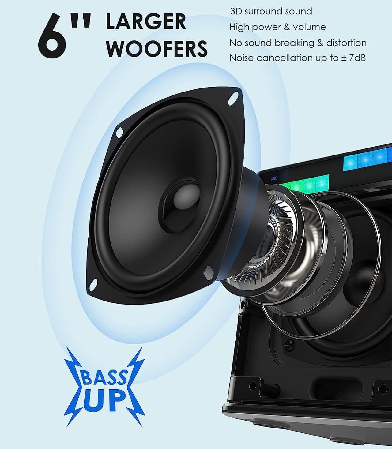 Karaoke machine voor volwassenen/kinderen karaoke set met 2 draadloze microfoons, 2023 opgewaardeerd draagbaar Bluetooth karaoke mic PA-luidspreker systeem met LED-licht, ondersteuning TF/USB/AUX, zangmachine voor feesten