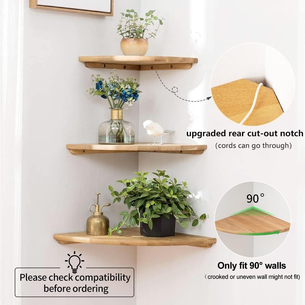 Massief Eiken Hoekplank 40,6cm - 61% Korting!