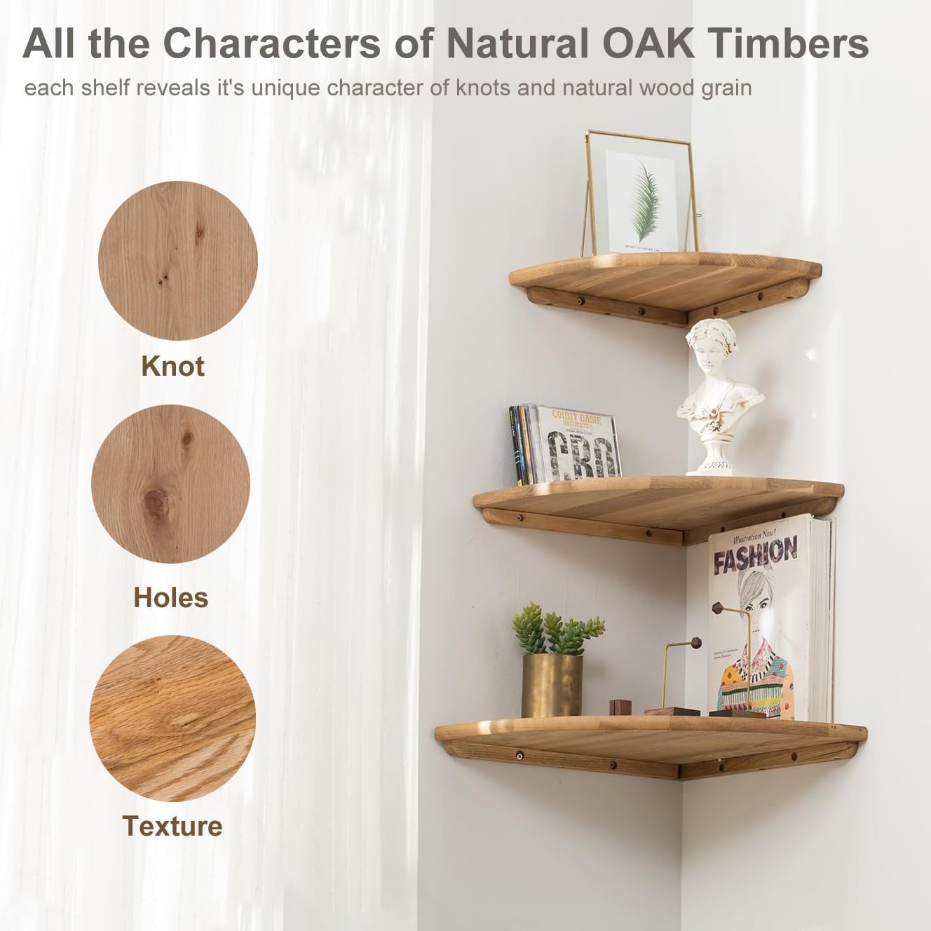Massief Eiken Hoekplank 40,6cm - 61% Korting!