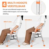 DEWEL Douchestoel Voor Ouderen, Opvouwbaar, In Hoogte Verstelbaar, Anti-Slip Douchestoel Voor Mindervaliden, Met Douchesteun, Montage Zonder Gereedschap, Belastbaar Tot 150 Kg (Oranje, Large)