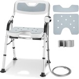 DEWEL Douchestoel Voor Ouderen, Opvouwbaar, In Hoogte Verstelbaar, Anti-Slip Douchestoel Voor Mindervaliden, Met Douchesteun, Montage Zonder Gereedschap, Belastbaar Tot 150 Kg (Oranje, Large)