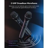 GKD80 Karaoke Machine Zwart - 600W Bluetooth Speaker met 2 Draadloze Microfoons en Dubbele 8 inch Subwoofer