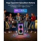 GKD80 Karaoke Machine Zwart - 600W Bluetooth Speaker met 2 Draadloze Microfoons en Dubbele 8 inch Subwoofer